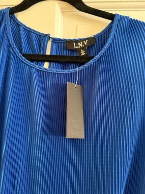 L.N.V Pleated Royal Blue Top